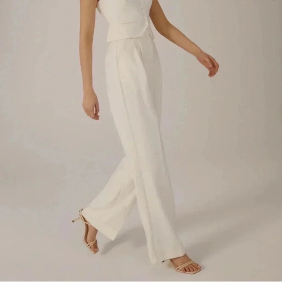 NWT Favorite Daughter Shortie Favorite Pant Wide Leg Trouser Ivory 12P Petite - Picture 3 of 15